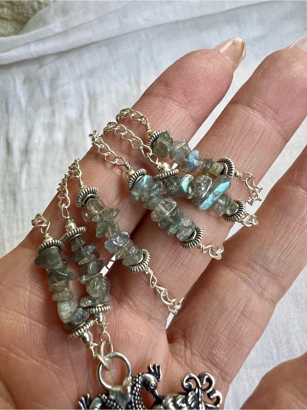 925 OOAK WOW! Royal Blue Flash Labradorite Necklace Pendant - Picture 4 of 6